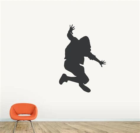 Jumping Hip Hop Dancer Wall Decals For Dance Studio Removable Dance