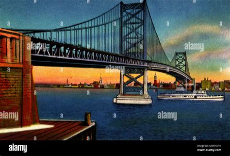 Delaware River Bridge Philadelphia 1950 Stock Photo Alamy