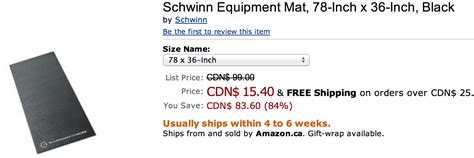 Check spelling or type a new query. Amazon Canada Promotion: Get a Schwinn Equipment Mat ...
