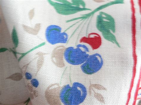 Vintage 1950s 60s Broderie Creations Cherries Tea Towel Etsy