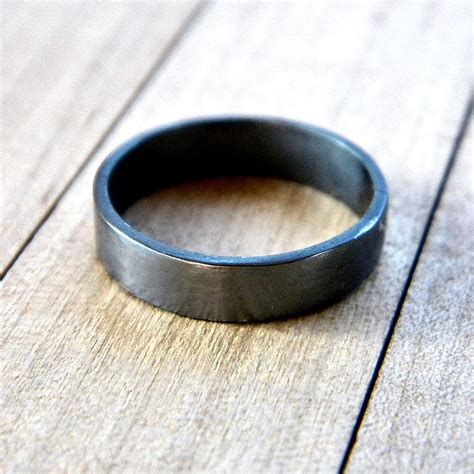 Unisex Oxidized Silver Ring Simple Flat 4mm Band Oxidized