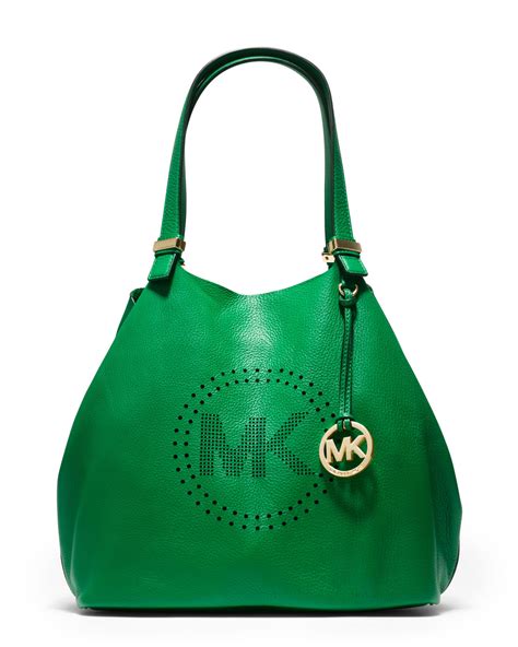 Michael Kors Large Perforatedlogo Grab Bag In Green Lyst