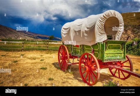 Old Wagon In British Columbia Canada Stock Photo Alamy