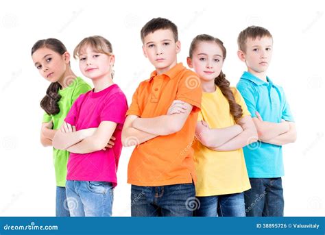 Group Of Children With Crossed Arms Stock Photo Image Of Beautiful
