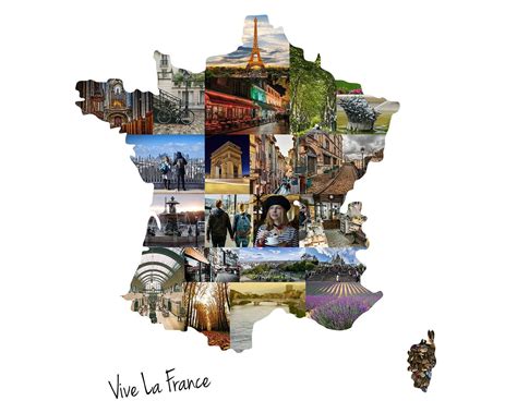 Custom France Map Photo Collage French Travel Souvenir Etsy France