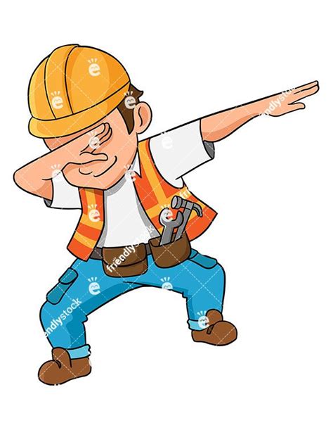 Dabbing Construction Worker Cartoon Vector Clipart Friendlystock Engineer Cartoon Cartoon
