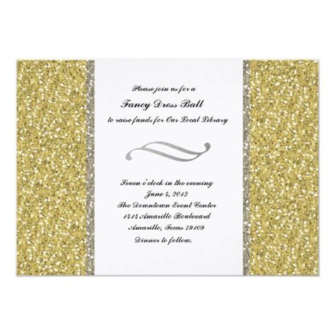Fancy Silver Gold Glitter Event Invitation 5 X 7 Invitation Card Zazzle