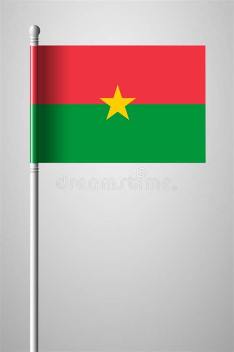 Flag Of Burkina Faso National Flag On Flagpole Stock Vector