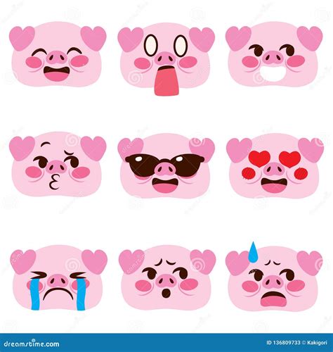 Pig Emoji Avatar Expressions Stock Vector Illustration Of Avatar
