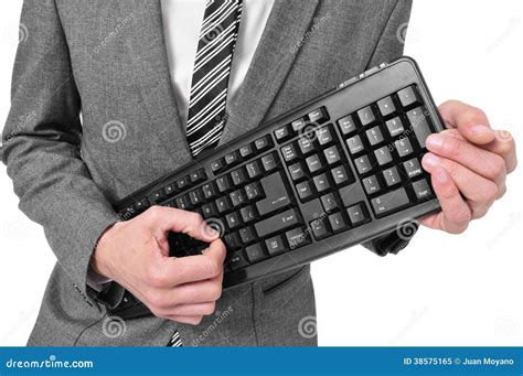 Man In Suit Playing A Computer Keyboard Royalty Free Stock Photo