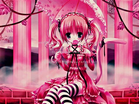 Candy Girl Pink Anime Abstract Bdw