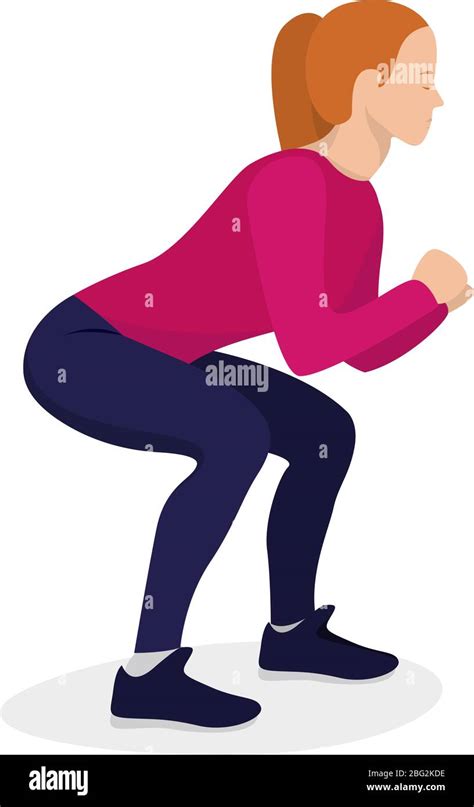 Girl Doing Squats Illustration Vector On White Background Stock