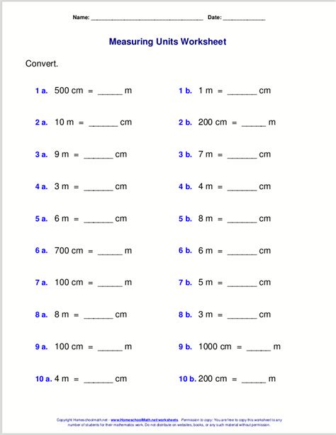 Centimeters and meters are the fundamental units of measurement adopted by the metric system and a centimeter is 0.01 of a meter, therefore a meter is equal to 100 centimeters. Metric measuring units worksheets | Measurement worksheets ...