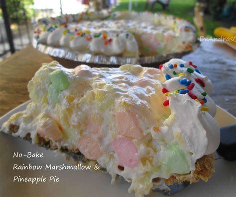 No Bake Rainbow Marshmallow And Pineapple Pie 9 Steps