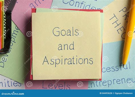 Goals And Aspirations Written On A Note Stock Photo Image Of Mission