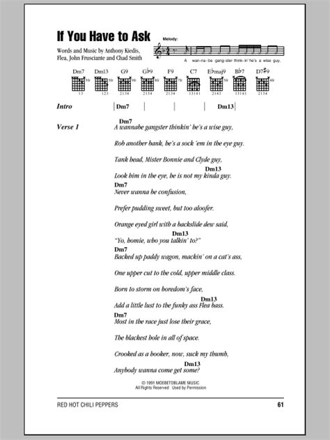If You Have To Ask Sheet Music Red Hot Chili Peppers Guitar Chords