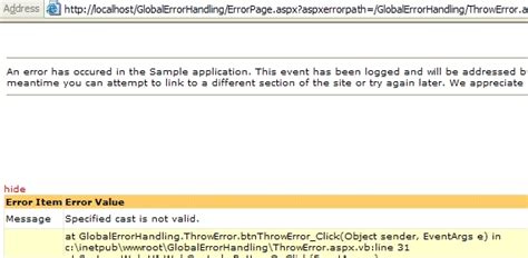 Global Error Handling In Asp Net Codeproject