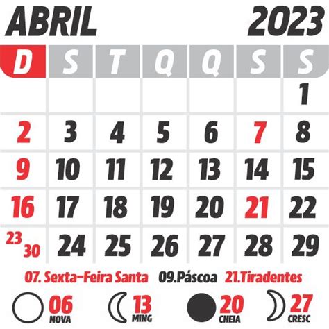 Calendário Abril 2023 Com Feriados Para Imprimir Em Formato Png Em