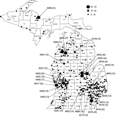 Figure A16 Map Of Michigan Zip Codes Where Email Survey Respondents