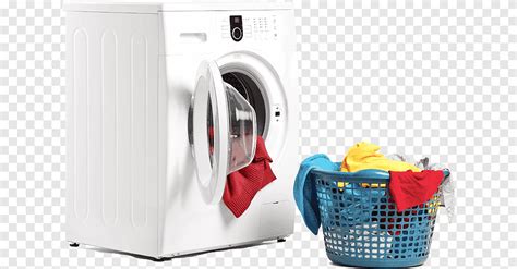 White Front Load Washing Machine And Assorted Clothes Lot Laundry Dry