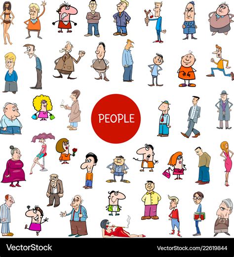 Cartoon People Characters Big Set Royalty Free Vector Image