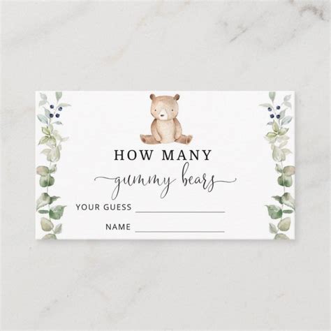 Bear Baby Shower Guess How Many Gummy Bears Enclosure Card Zazzle