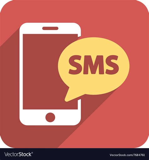Phone Sms Flat Rounded Square Icon With Long Vector Image