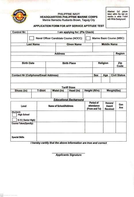 Marine Corps Application Form 022022