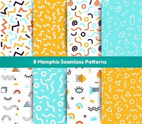 Premium Vector Memphis Seamless Pattern Collection