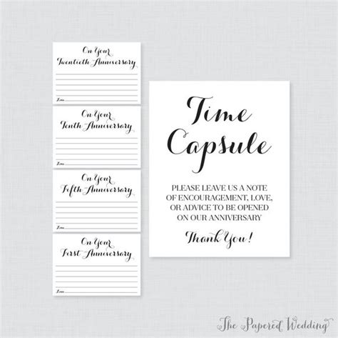 Printable Wedding Time Capsule Activity Black And White Advice For