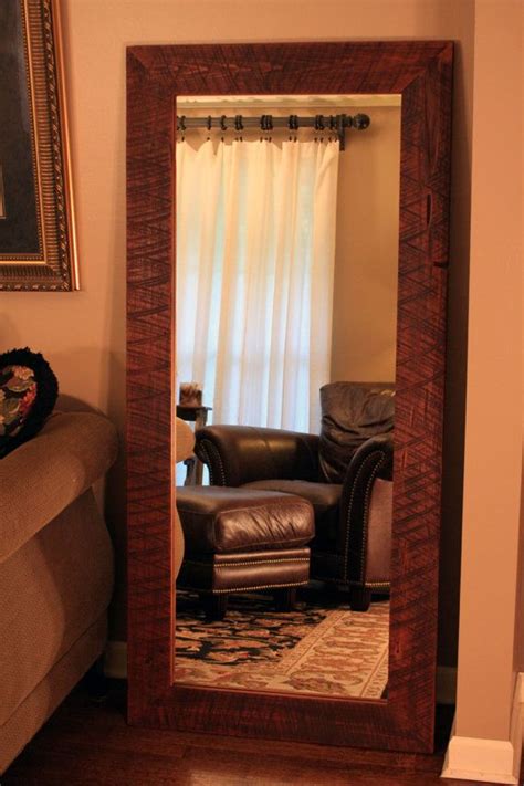 Modern rectangle oversized gold metal framed full length standing mirror. Chocolate Brown Framed Mirror. Reclaimed Wood Mirror ...