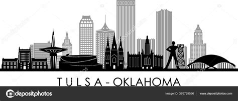 Tulsa City Oklahoma Skyline Silhouette Cityscape Vector Stock Vector