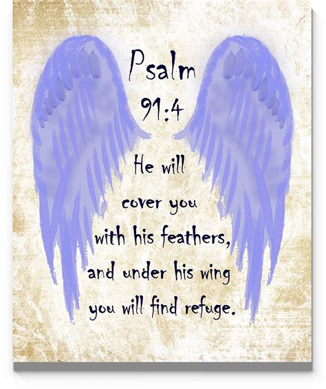 Amazon Com Psalm Wall Art Print X He Will Cover You With