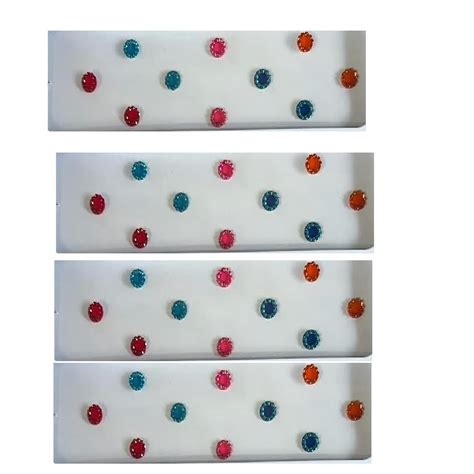 Oj Round Shape Multi Color Bindi With Stones Plain Sticker Forehead Bindi Bindiya Traditional
