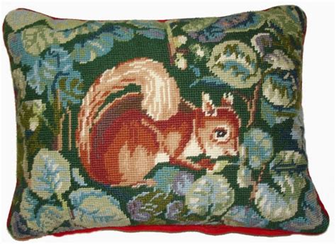 details about 12 x 16 handmade wool needlepoint squirrel pillow traditional decorative