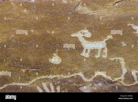 Rock Carvings Petroglyphs Utah United States Of America Stock Photo