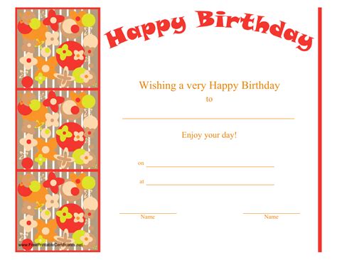 Printable Happy Birthday Certificate