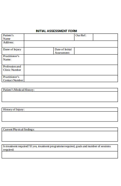 Free 10 Sample Initial Assessment Forms In Pdf Excel Ms Word