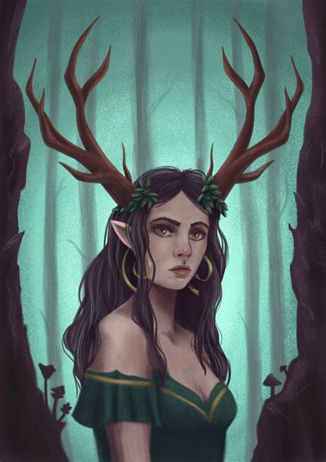 Artstation Secret Forest Girl With Horns