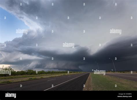 A Powerful Tornado Warned Supercell Thunderstorm With A Large Wall
