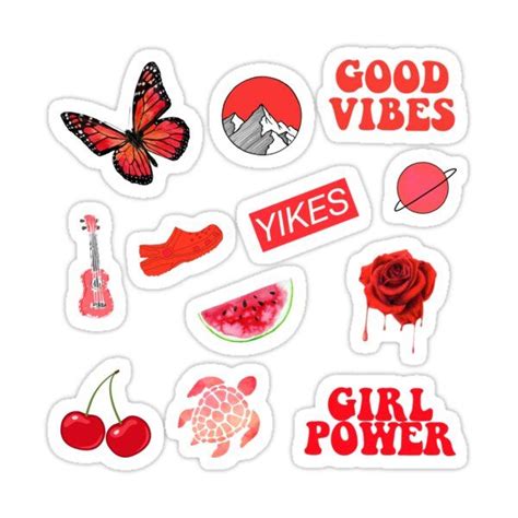 Red Pack Sticker Red Aesthetic Stickers Preppy Stickers Cool Stickers