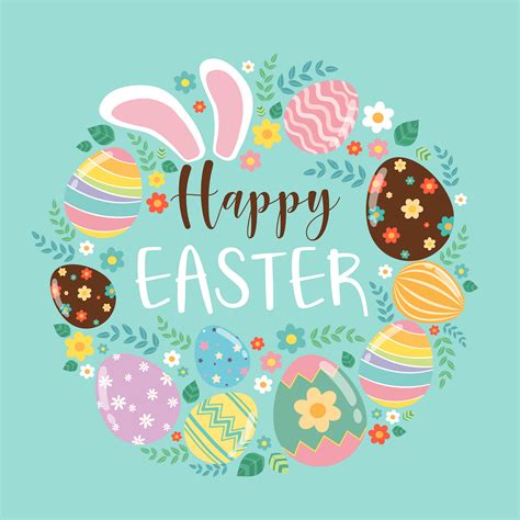 Check spelling or type a new query. Colorful Happy Easter greeting card with rabbit ears, eggs and text 695410 - Download Free ...