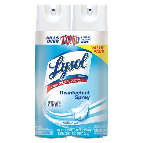 Lysol 19 Oz Crisp Linen Disinfectant Air Freshener Spray 2 Pack 96226 The Home Depot