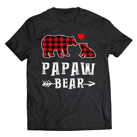 red plaid papaw bear one cub matching buffalo pajama xmas
