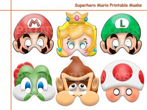 Unique Hero Mario Printable Masks By Holidaypartystar On Zibbet