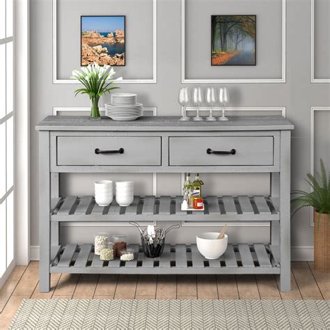 3 tier sofa console table with drawer for living room entryway table for hallway. Console Table with Two Storage Drawers, Rustic Sofa Table ...