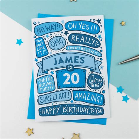 Maybe you would like to learn more about one of these? 20th Omg Birthday Personalised Illustrated Card Blue By A Is For Alphabet | notonthehighstreet.com