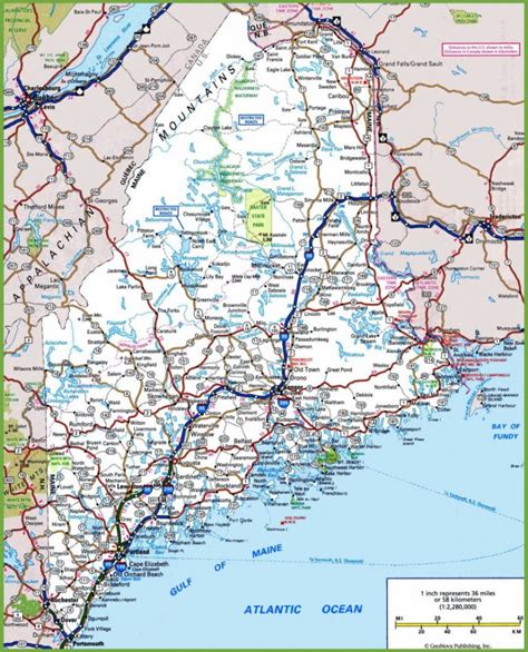 Maine Road Map Throughout Printable Map Of Maine Printable Maps