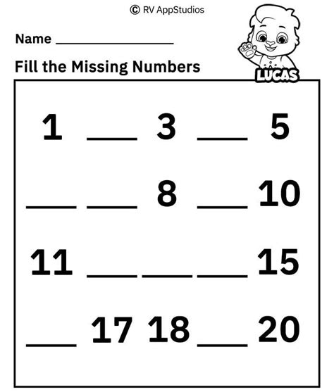 Identifying Numbers 1 20 Worksheets