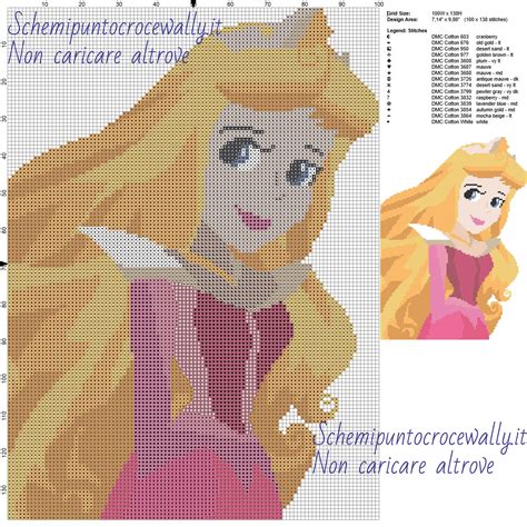 L'immagine mostra l'anteprima dello schema. Principessa Aurora Disney schemi gratis disney a punto ...